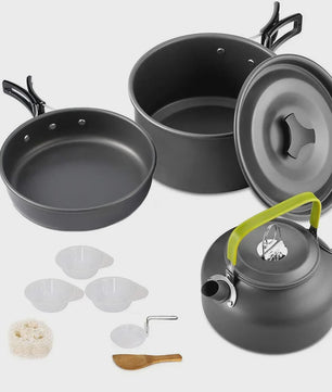 Kampeer Kookset Aluminium Outdoor Keukengerei Set - 12 Delig voor 2-3 Personen