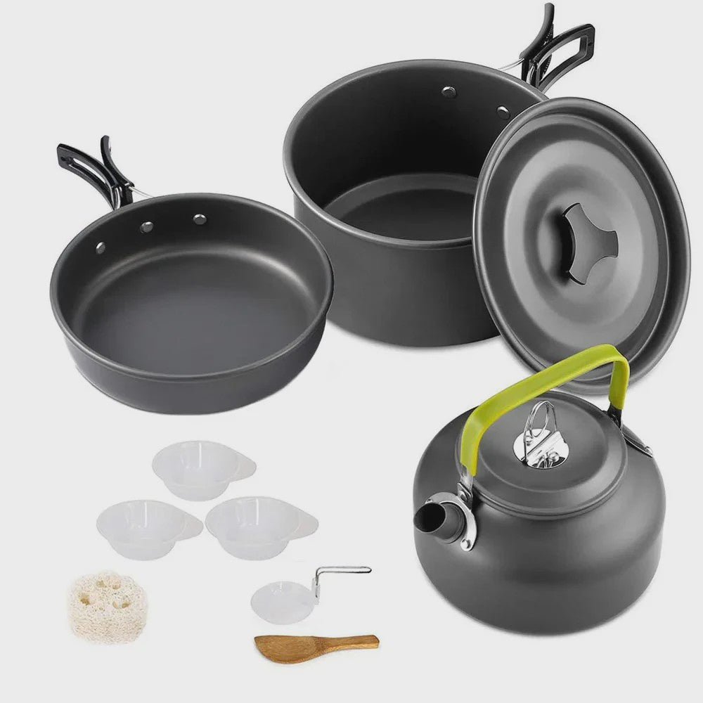 Kampeer Kookset Aluminium Outdoor Keukengerei Set - 12 Delig voor 2-3 Personen