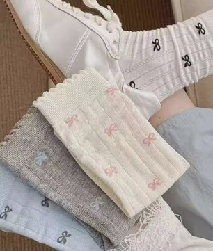 Zachte Katoenen Sokken met Berenprint - 5 Paar Kawaii Sokken voor Dames - Casual Herfst/Winter Stijl