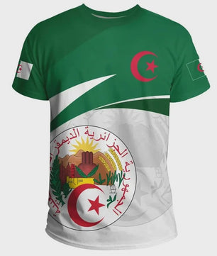 Heren T-shirt met Algerijnse Vlag 3D Graphic - Perfect voor Voetbalfans en Sportieve Gelegenheden