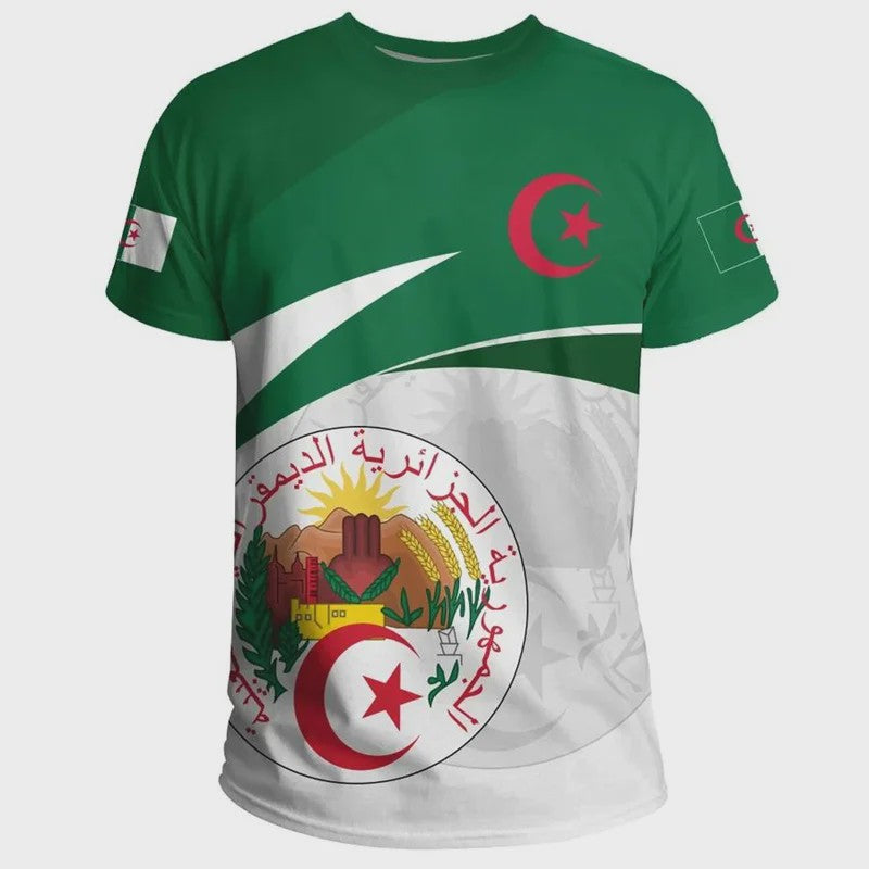 Heren T-shirt met Algerijnse Vlag 3D Graphic - Perfect voor Voetbalfans en Sportieve Gelegenheden