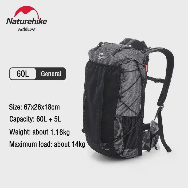 Naturehike 60+5L Wandelrugzak - Grote Capaciteit, Ergonomisch, Waterdicht