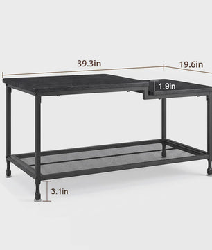 Industriële Salontafel met 2 Lagen - Rustiek Bruin, Vintage Hout & Stevig Metaal - Eenvoudig te Monteren