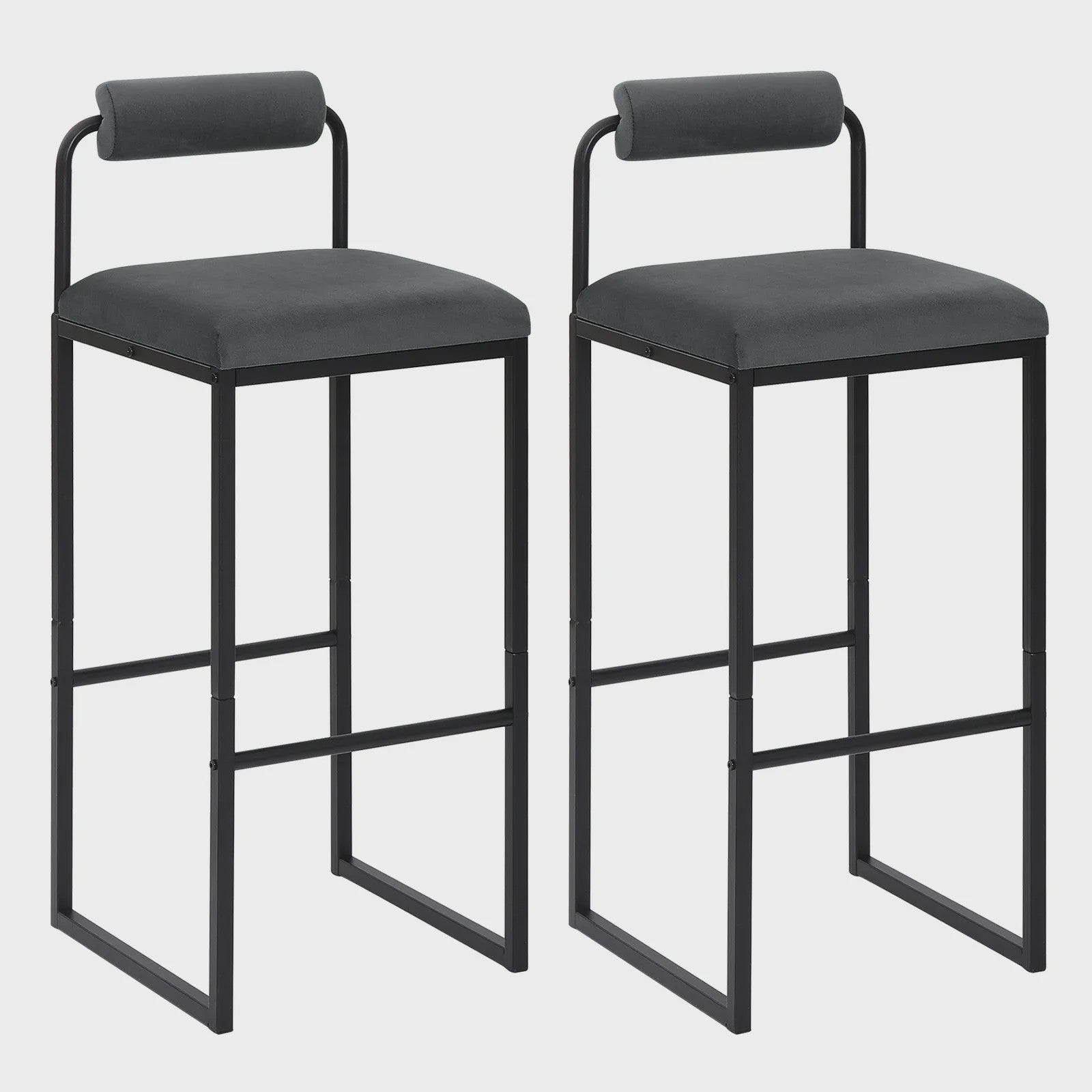 Set van 2 Moderne Keuken Barkrukken met Rugleuning en Voetensteun - Ergonomisch Design