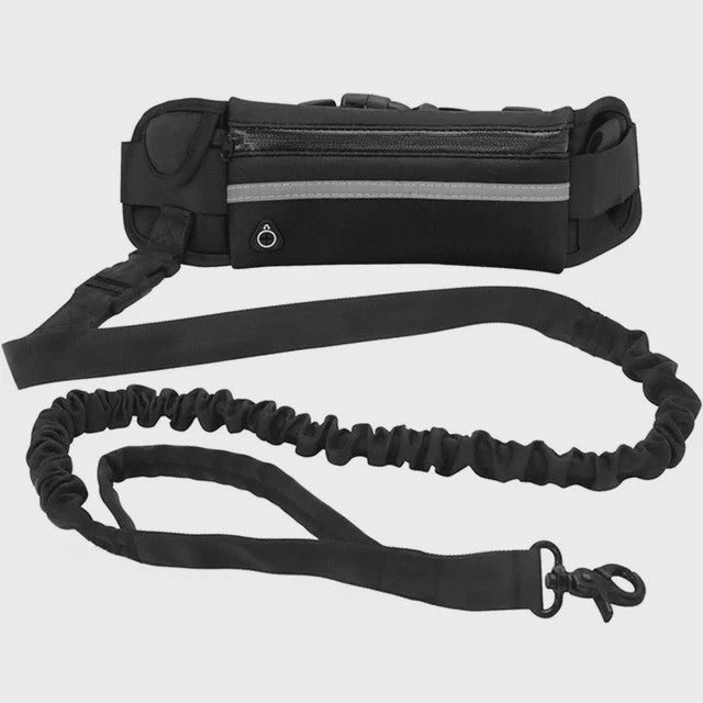 Handsfree Hondentuig met Heuptas - Reflecterend, Intrekbaar & Elastisch voor Lopen & Rennen