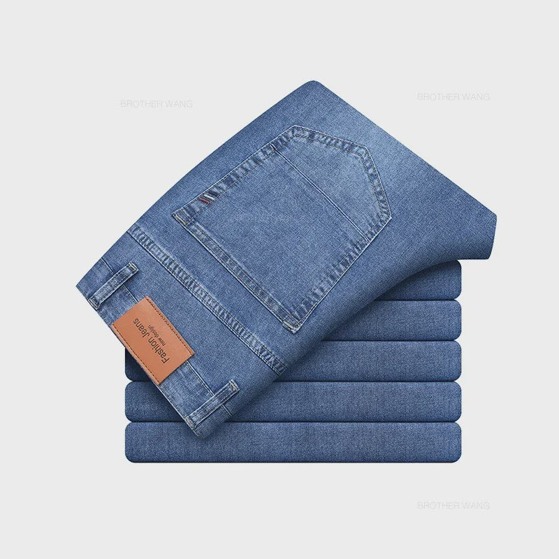 Herfst/Lente Heren Jeans - Comfortabele Stretch Katoen, Recht Model, Grijs