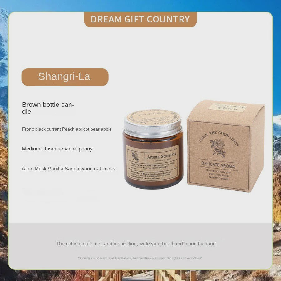 Aromatherapie Kaars in Bruine Glazen Pot - Geurkaars voor Ontspanning & Cadeau
