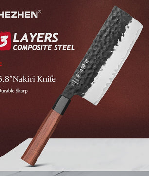 HEZHEN Keukenmes Set 4-delig - 3-laags Composiet Staal, Santoku & Nakiri
