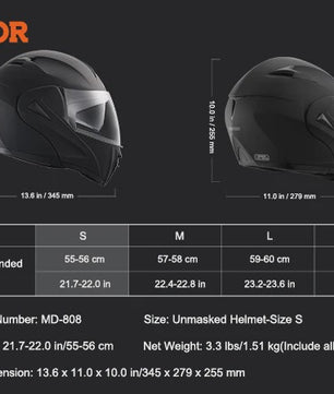 SucceBuy Motorhelm Unmasked ABS & EPS - Veilig, Comfortabel & Verstelbaar met Dubbel Vizier