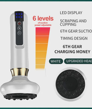 Elektrische Cupping Massager: 6 standen vacuüm, Gua Sha, anti-cellulitis & body shaping