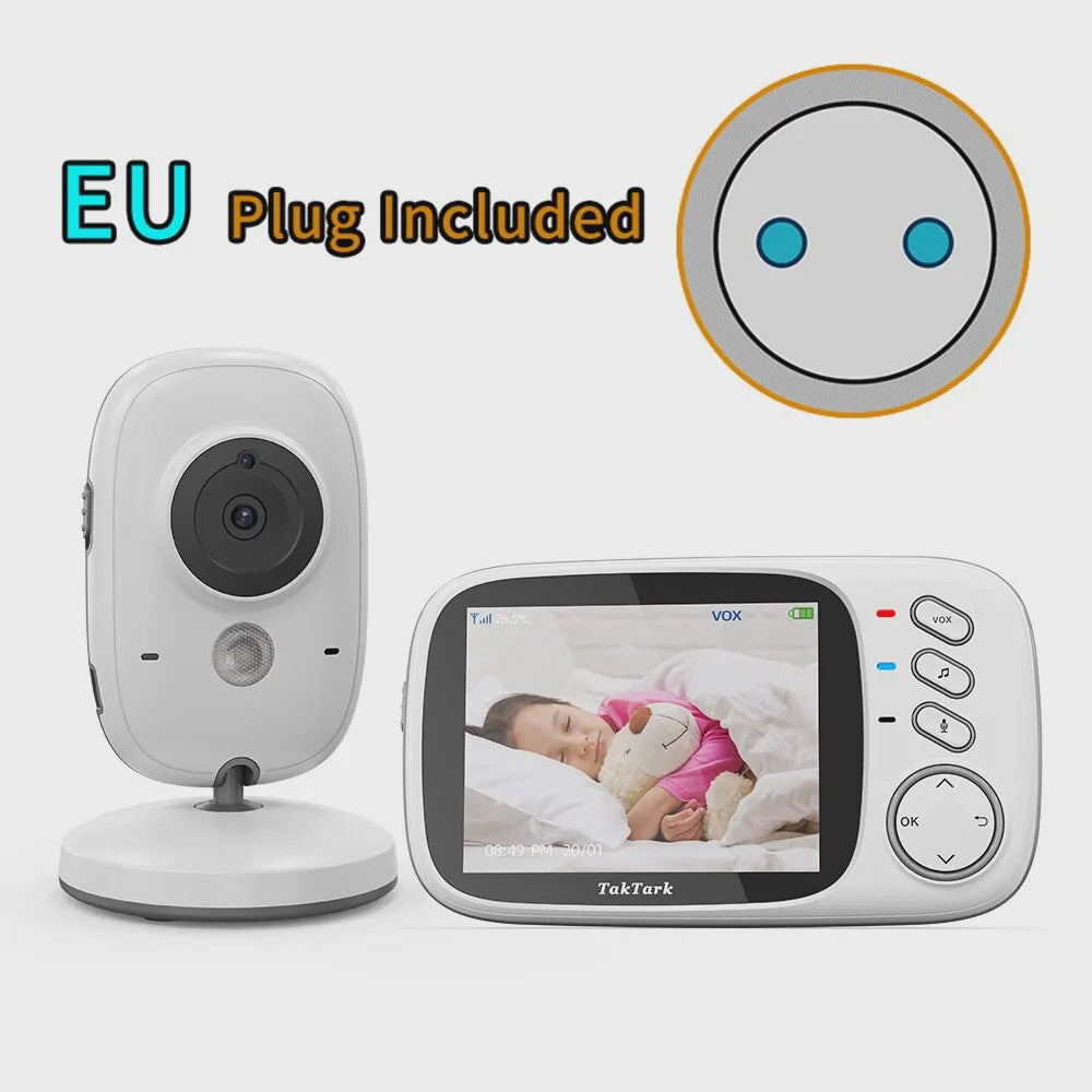 Draadloze Babyfoon met 3.2" Scherm, Nachtzicht, Temperatuur & Melodieën