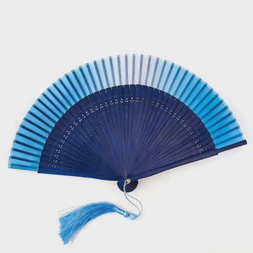 Luxe Bamboe Vouwventilator met Gradatiekleur & Kwastje - Retro Stijl