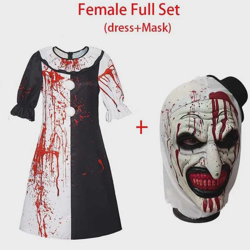 Bloedige Art the Clown Kostuum - Terrifier Killer Clown Jumpsuit voor Halloween & Carnavalsfeest