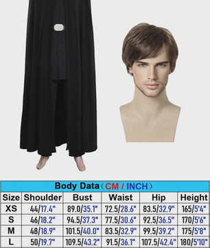 Volwassen Mannen Zwarte Jedi Ridder Cape Outfit - Fantasy Cosplay Kostuum