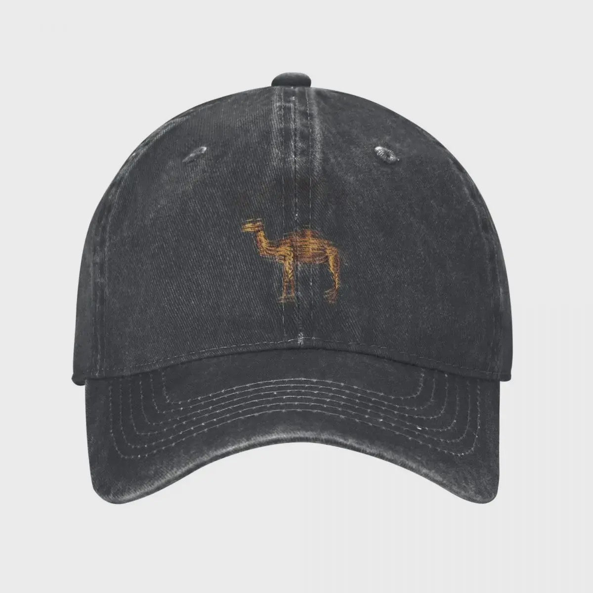 Vintage Trucker Cap met Camel Print - Verstelbaar en Washed Look