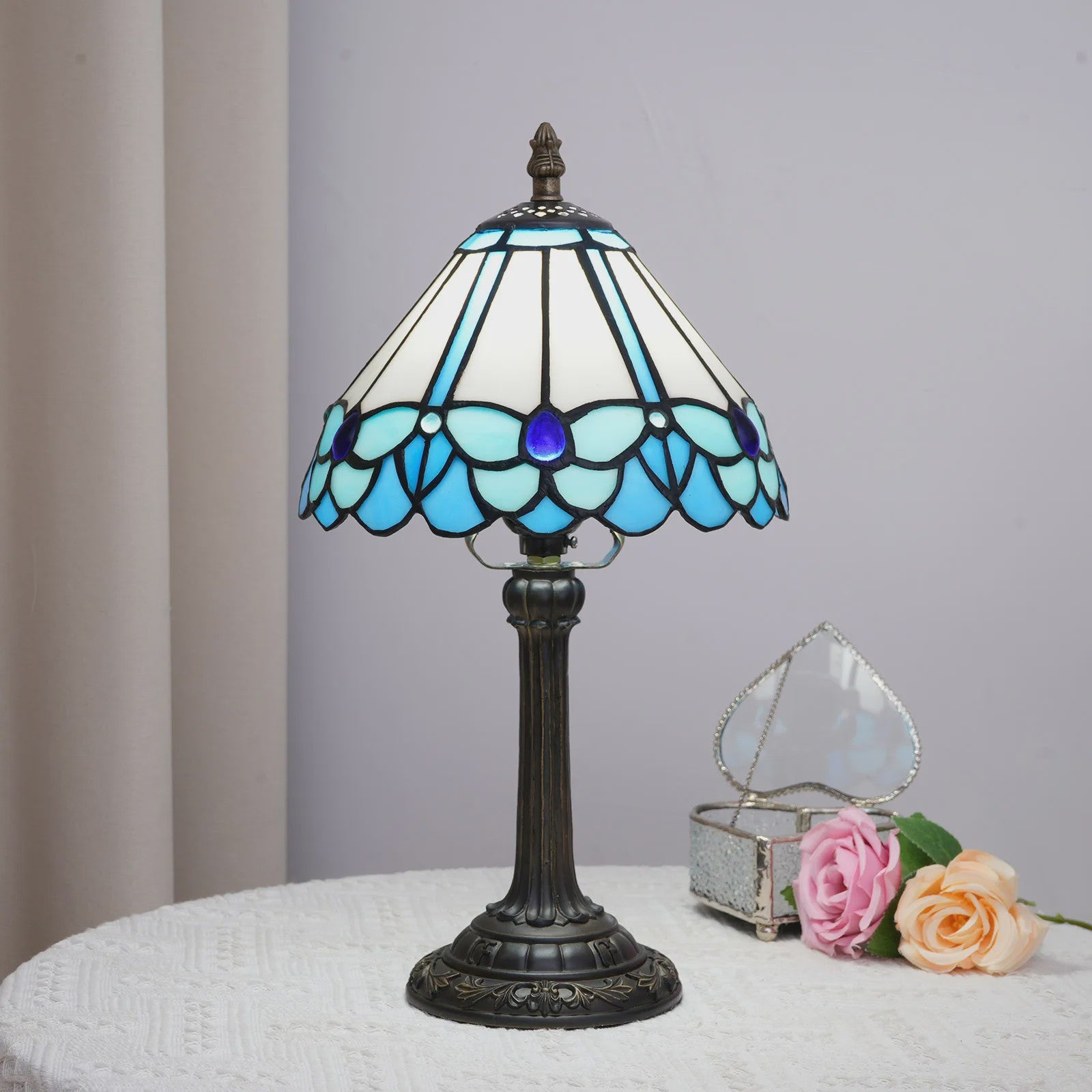 Vintage Stijl Tafellamp - Meerkleurige Tiffany Lamp 8-Inch voor Nachtkastje of Bureau