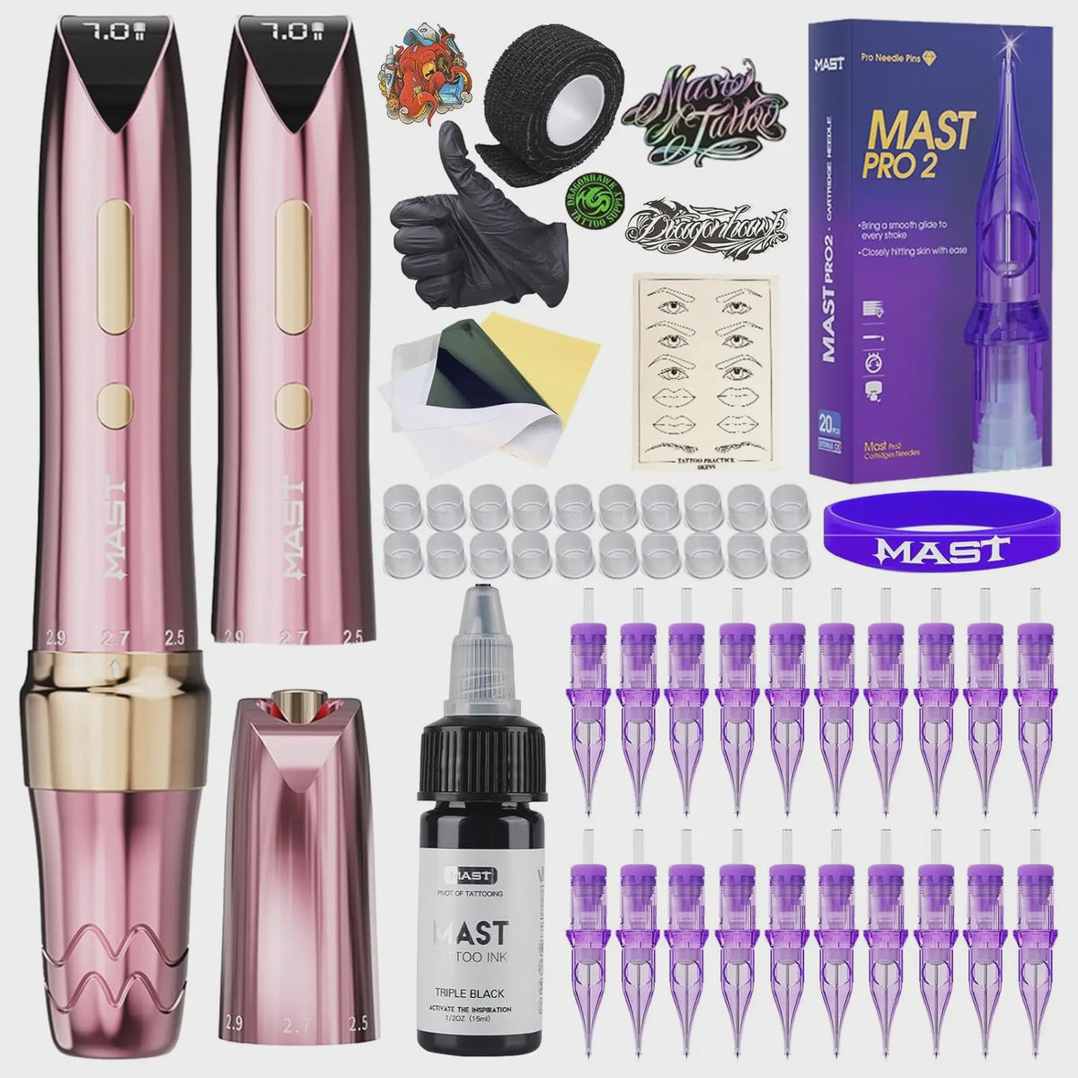 Mast P60 Permanente Make-up Tattoo Machine: 5 Instelbare Slagen, LED Display