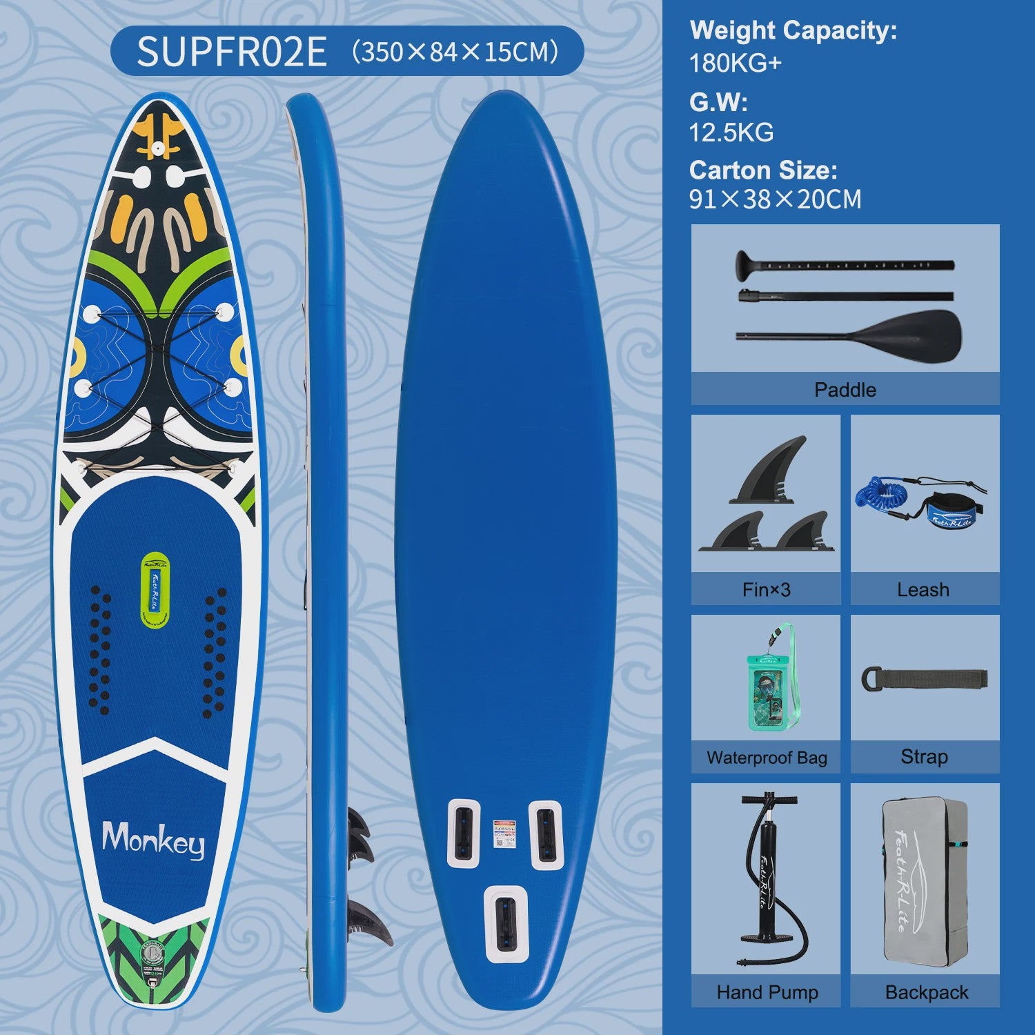 Opblaasbaar SUP Board 320-350cm met Complete Accessoireset - Ideaal voor Volwassenen