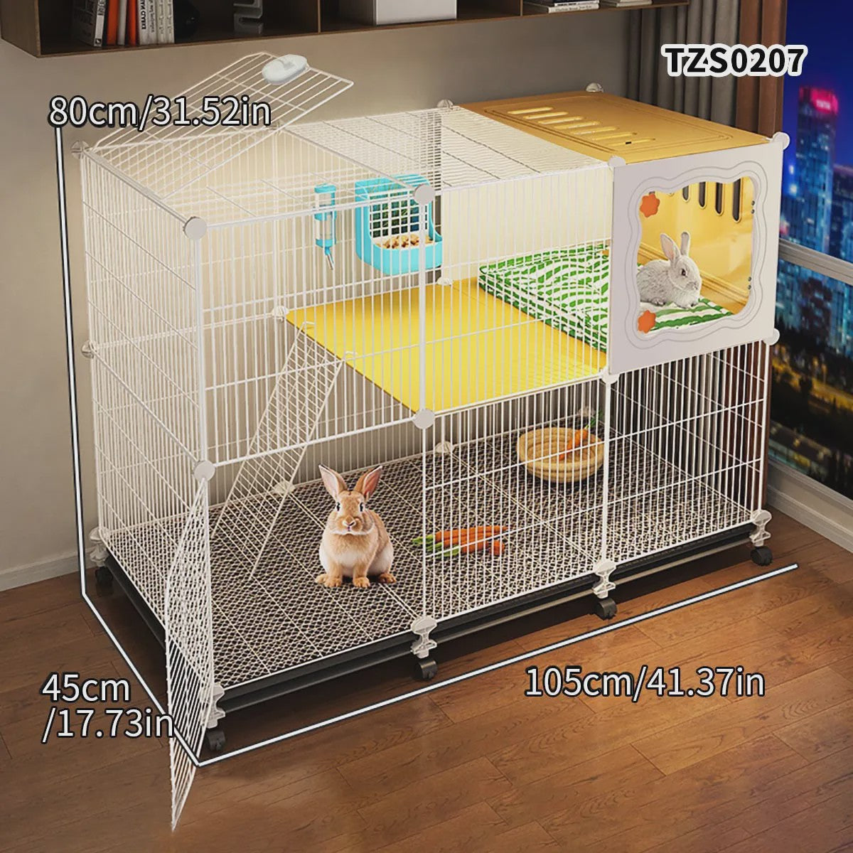 Ruime Kooi voor Konijnen & Cavia's - Multifunctioneel met Schoonmaakbasis & Verstophoek