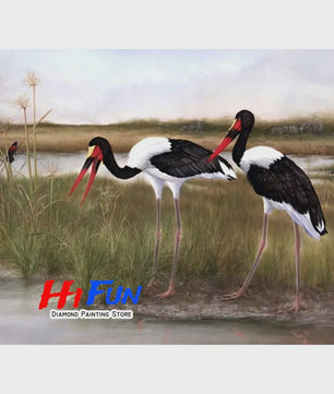 Diamond Painting Ooievaar Kustvogel - Volledige Ronde Diamanten Borduurkit voor Muurkunst