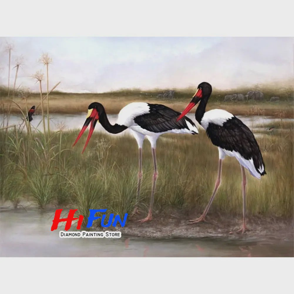 Diamond Painting Ooievaar Kustvogel - Volledige Ronde Diamanten Borduurkit voor Muurkunst