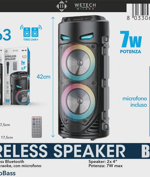 Draagbare Karaoke Bluetooth Speaker met LED, Draadloze Microfoon & Afstandsbediening - Perfect voor Outdoor Feesten