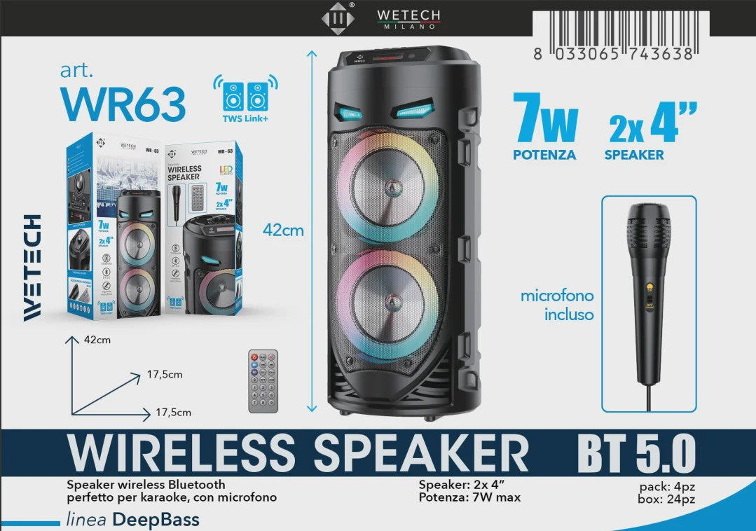 Draagbare Karaoke Bluetooth Speaker met LED, Draadloze Microfoon & Afstandsbediening - Perfect voor Outdoor Feesten