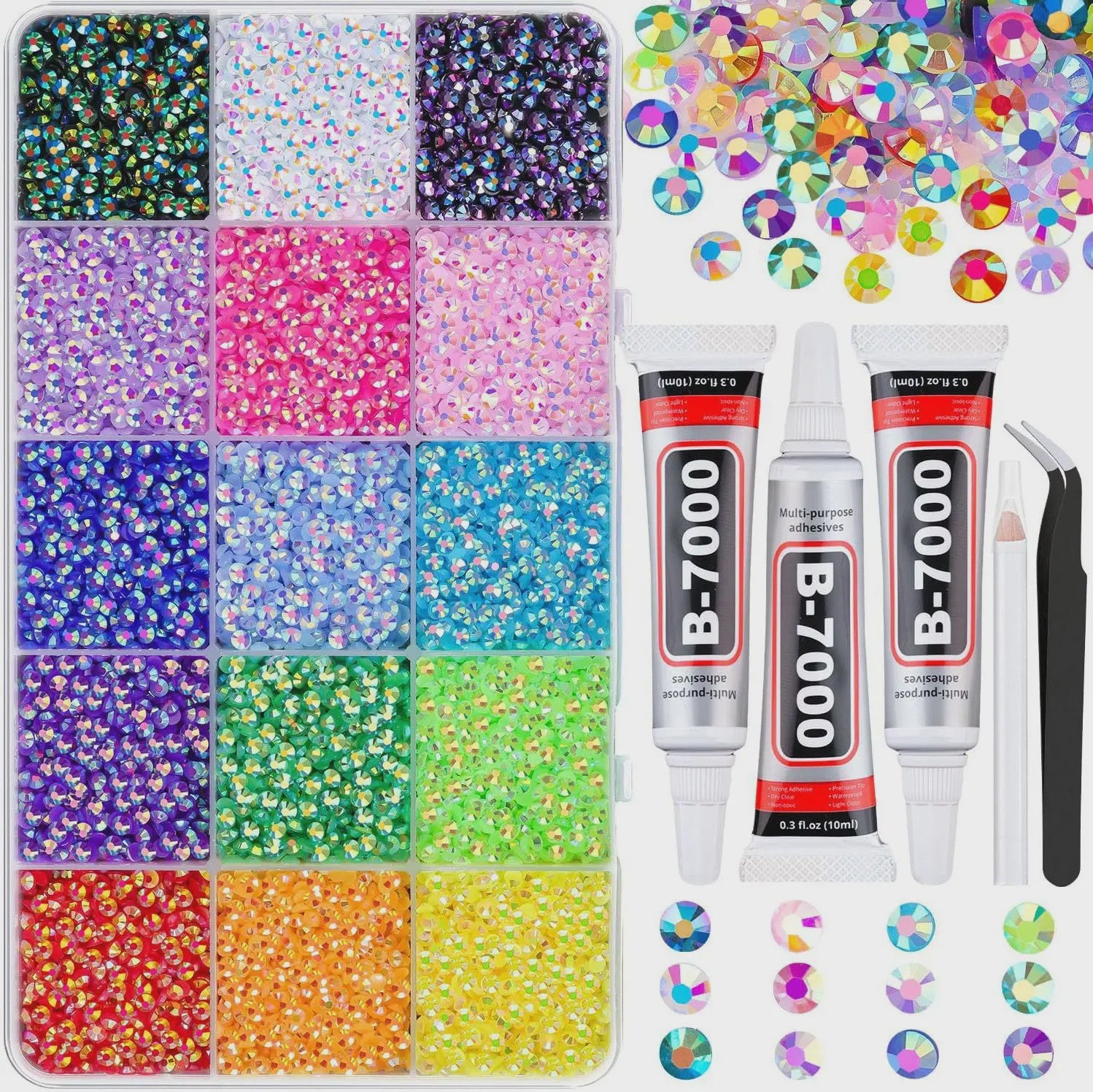 40 Kleuren Strass Steentjes Set 3mm - DIY Versier Kit voor Kleding, Nagels & Decoratie
