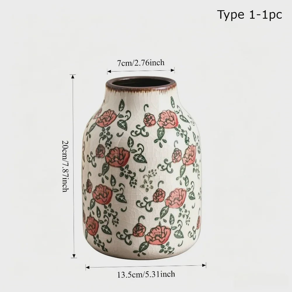 Handgemaakte Keramische Vaas met Vintage Chinese Bloemenprint - Decoratief Porselein