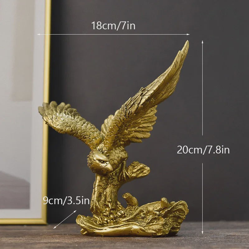 Gouden Adelaar Beeld - Luxe Hars Vogel Sculptuur voor Huis & Kantoor Decoratie