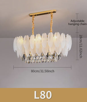 Luxe Plume Kristal Hanglamp - Dimbare LED Verlichting voor Woonkamer, Slaapkamer & Eetkamer
