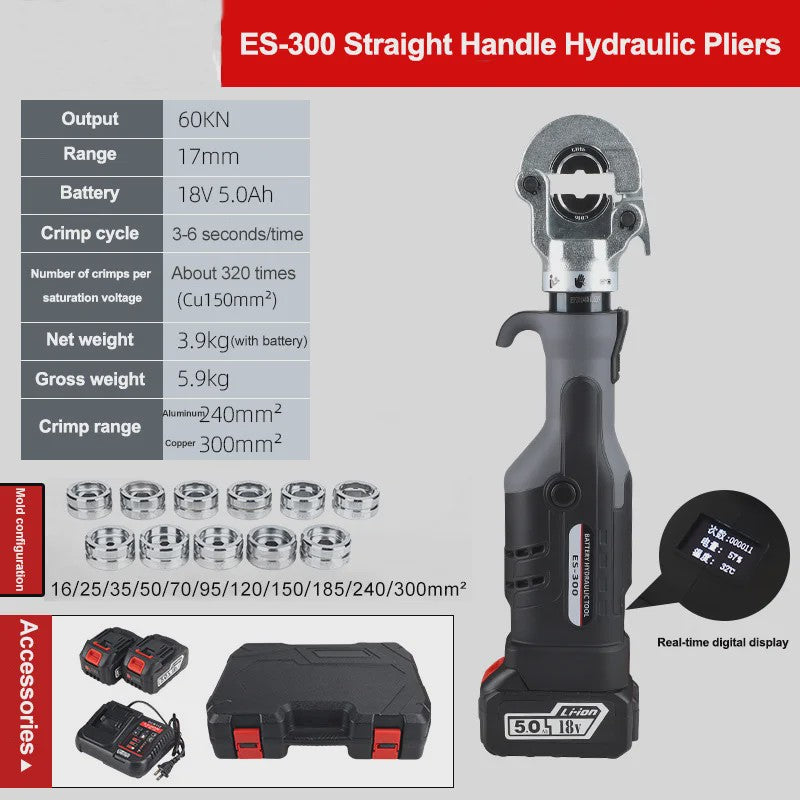 ES-300 Elektrische Hydraulische Krimptang voor 10-300mm² Kabel - Snel & 360° Roterend