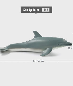 Miniatuur Zeedieren Figuren Set: Orka, Haai, Walrus, Zeeleeuw, Schildpad & Dolfijn