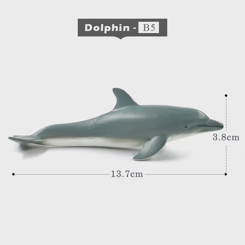 Miniatuur Zeedieren Figuren Set: Orka, Haai, Walrus, Zeeleeuw, Schildpad & Dolfijn