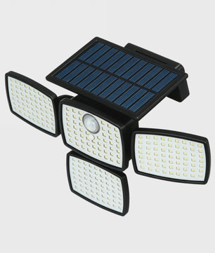 Solar LED Buitenlamp met Bewegingssensor - 4 Verstelbare Koppen, IP65 Waterdicht