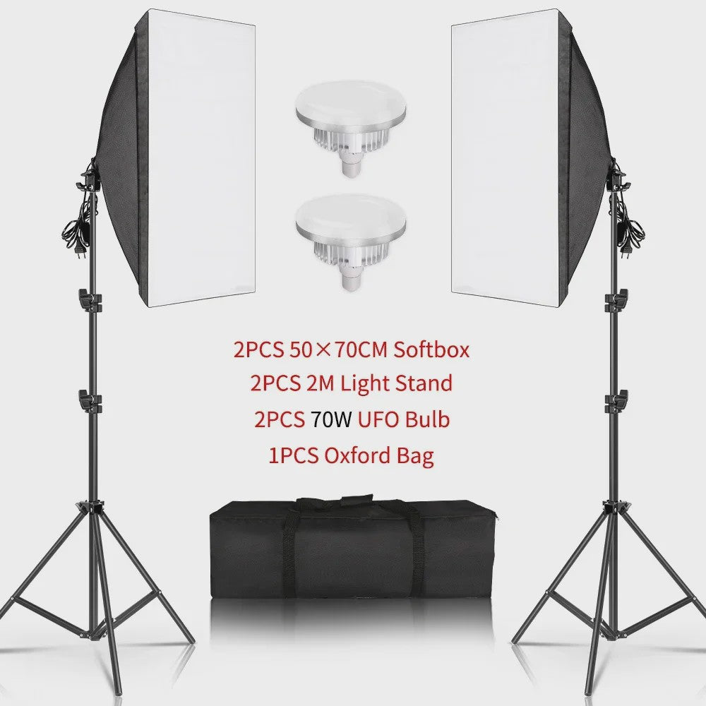 Professionele Softbox Verlichtingskit 50x70CM met E27 Fotografie Lampen