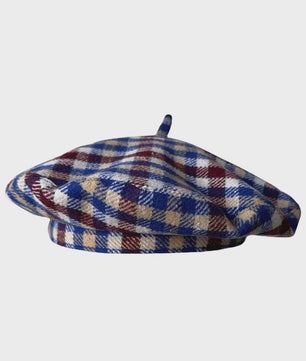Stijlvolle Ruitjes Baret voor Dames - Retro Vliegende Schotel Hoed