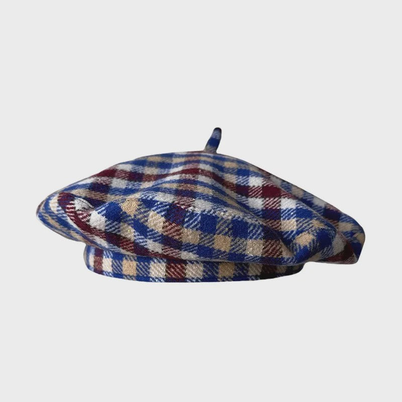 Stijlvolle Ruitjes Baret voor Dames - Retro Vliegende Schotel Hoed