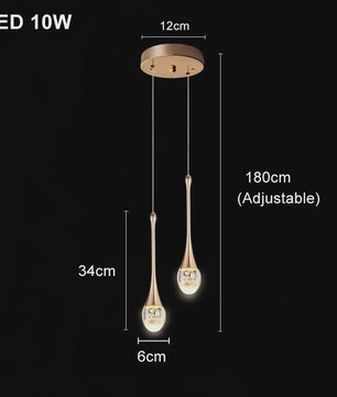 Moderne Druppel Kristal Hanglamp met Bubbel Effect - Sfeervolle Verlichting voor Keuken, Eettafel en Woonkamer