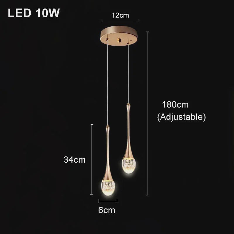 Moderne Druppel Kristal Hanglamp met Bubbel Effect - Sfeervolle Verlichting voor Keuken, Eettafel en Woonkamer