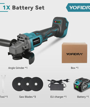 YOFIDRA Accu Haakse Slijper 125mm M14 - Borstelloze Motor, 21V Kracht