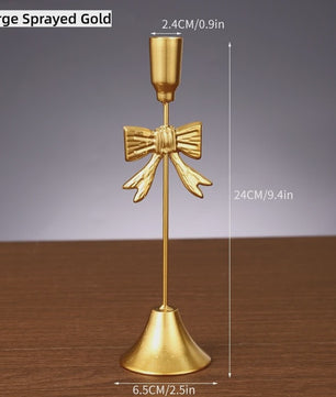 Luxe Gouden Kandelaar Set met Strik - Sfeervolle Decoratie