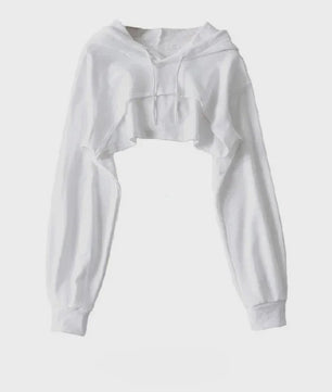 Unieke Dames Crop Hoodie met Lange Mouwen - Y2k Stijl & Persoonlijkheid