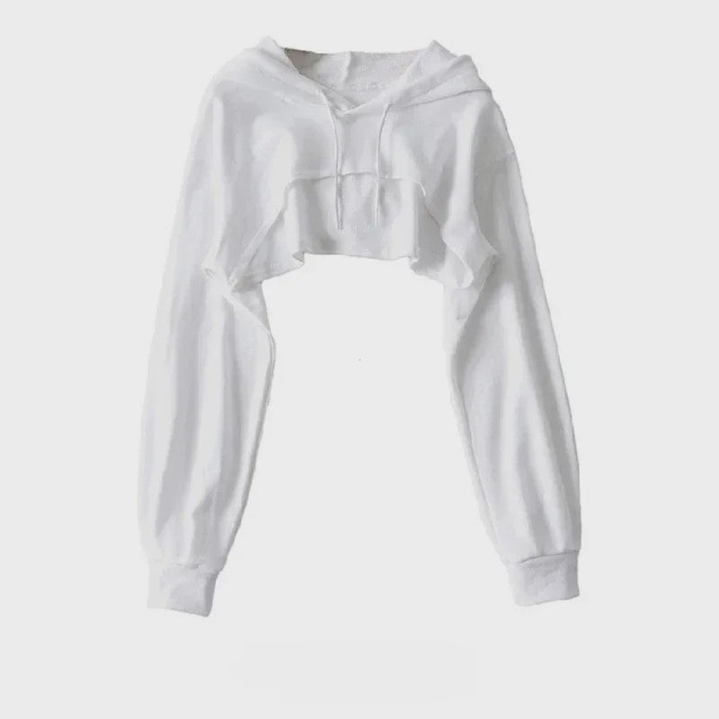 Unieke Dames Crop Hoodie met Lange Mouwen - Y2k Stijl & Persoonlijkheid