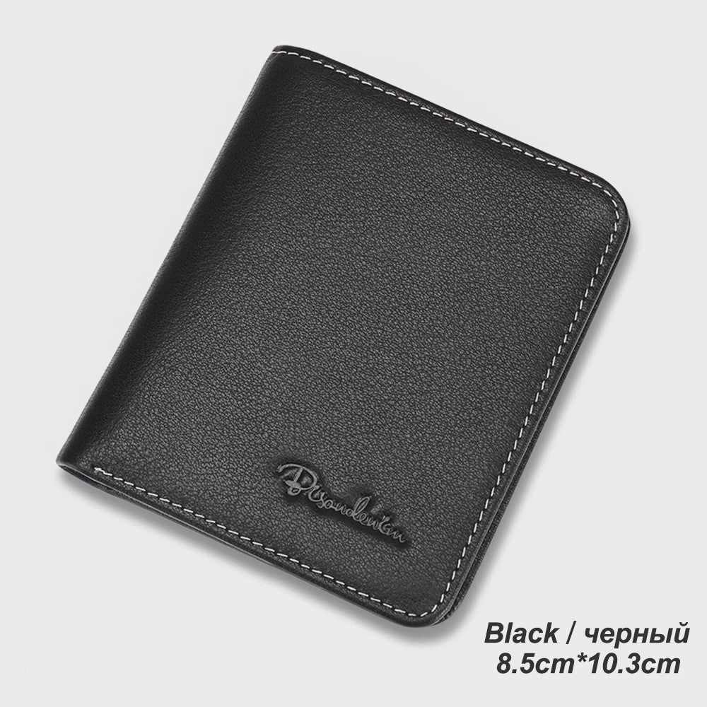 Bison Denim Heren Portemonnee - Echt Leer, Zwart, Mini Model N4429