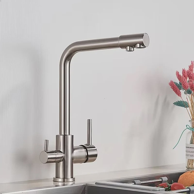 Keukenmengkraan met Dubbele Uitloop: Filterkraan voor Drinkwater & Warm/Koud Water
