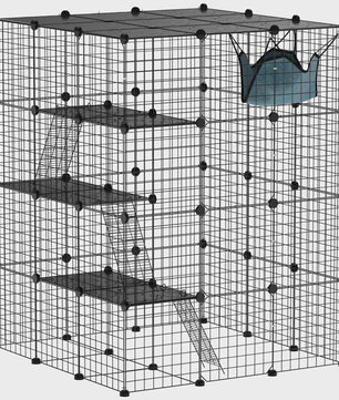 Grote DIY Kattenkooi Ren met Platforms en Hangmat - Ruim Binnenverblijf voor Katten