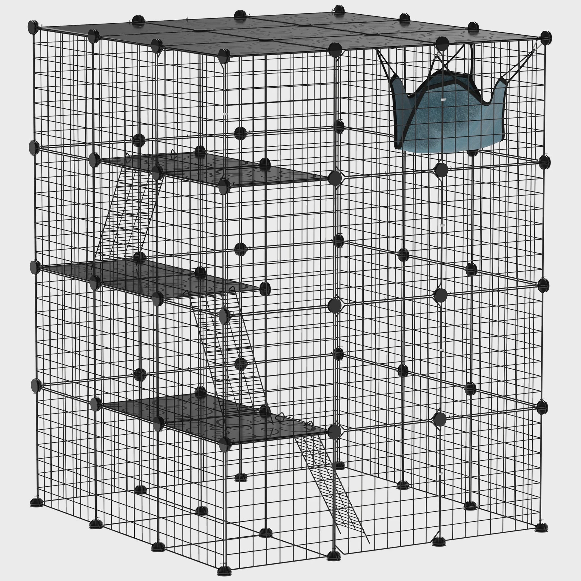 Grote DIY Kattenkooi Ren met Platforms en Hangmat - Ruim Binnenverblijf voor Katten
