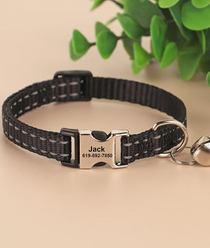 Gepersonaliseerde Kattenhalsband met Gravure, Bel & Reflecterend - Veilig & Stijlvol
