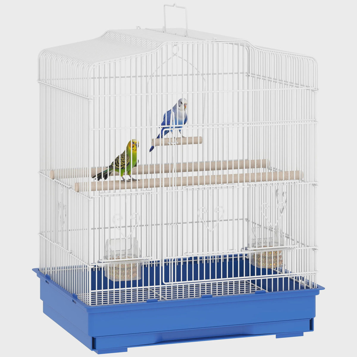 Pawhut Vogelkooi 46.5x36x59 cm met 2 Voederbakjes, 2 Zitstokken, Schommel en Uitschuifbare Lade